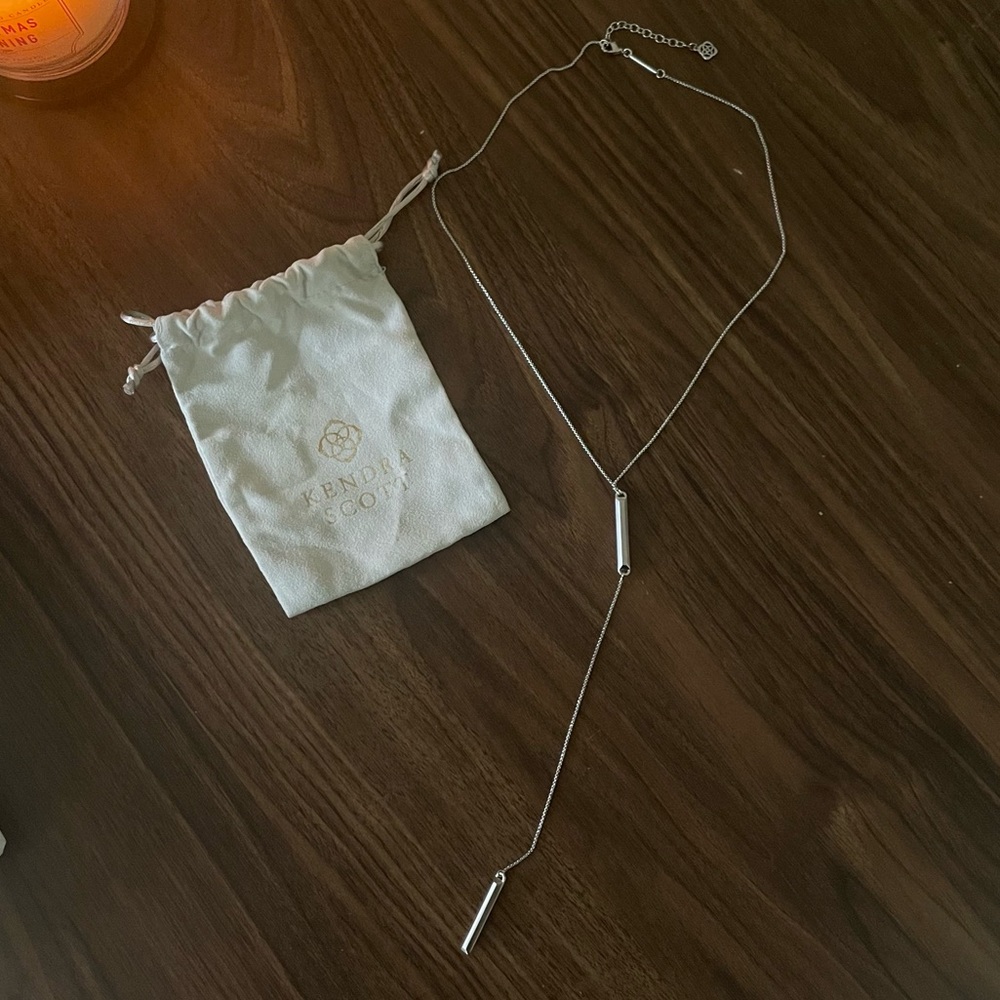Kendra Scott Long Silver Pendant Necklace